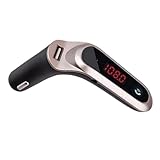 EXCEART Fm Transmitter Auto Freisprechanlage mit USB Ladegerät Player mit Kartenunterstützung Rauschunterdrückung Kabelloser Musikstreaming Adapter für Pkw Zigarettenanzünder Gold