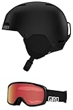 Giro Crue Combo PackSki Helm, Snowboardhelm mit passender Brille, Mattschwarz/Schwarz, Zoom Flash, M (55,5–59 cm)