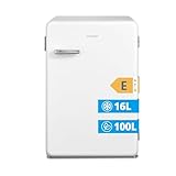 COMFEE' RCD113WH2RT(E) Kleiner Kühlschrank mit Gefrierfach, 116 Liter, Retro-Design, Eintür-Kühlschrank, einstellbare Temperatur, geeignet für Schlafzimmer, Büro und Hotel, LED-Licht, leise, weiß