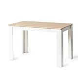 FURNITABLE Esstisch, Esszimmertisch Holztisch für Küche, Minimalistisches Design, Esstisch für 4, 120x70x75cm, Eiche und Weiß
