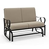 COSTWAY Gartenbank mit 13cm dickem Kissen und abnehmbarem Bezug, 2-Sitzer Schaukelbank mit Schaukelfunktion, Balkonbank bis 300kg belastbar, Sitzbank mit Metallrahmen für Garten, Balkon, Terrasse