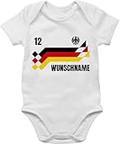 Baby Body Junge Mädchen - 2026 Fussball WM Fanartikel - Deutschland Trikot mit Name und Nummer Germany - 6/12 Monate - Weiß - strampler fußball em german babystrampler fußball-strampler