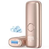 Gerät Haarentfernung mit Kühlsystem, Haarentfernung, 9 Energiestufen, 600-1200NM Rotlichtwelle, 999.900 Lichtimpulse, IPL Haarentfernungsgerät für Frauen und Männer, Gold