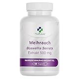 Weihrauch Kapseln - Boswellia Serrata Kapseln Hochdosiert 500 mg - 60% Boswellia Acids - 60 Weihrauchkapseln Hochdosiert - Natürliche Unterstützung für Gelenke und Entzündungen