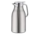 alfi SKYLINE 1,5l, stainless steel mat, Edelstahl-Isolierkanne mit hygienischem Hartglaseinsatz, Drehverschluss mit bequemer Drucktaste, ergonomischer Griff, mit einer Hand, ideal als Kaffeekanne