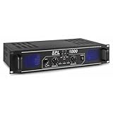 SkyTec SPL1000 PA Verstärker Endstufe 1000 Watt, mit 3-Band-Equalizer, 3 Kanal Input, Chinch, AUX, ideal für DJ Boxen, Clubs, Bars und Gastronomie, Schwarz