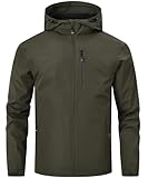 Huayuzh Regenjacke Herren Wasserdicht Leichte Regenmantel Camping Wandern Atmungsaktiv Packbare Softshelljacke mit Kapuze Armee Grün M