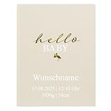 Babyalbum Mein Erstes Jahr personalisierbar mit Name Babytagebuch 44 Seiten Hardcover Leineneinband (Beige)