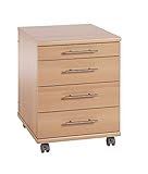 Möbelpartner Till Rollcontainer, 701396, samerberbuche Dekor, ca. 42 x 50 x 57 cm