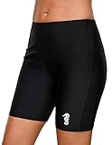 Anwell Badehose Strandshorts Damen Hot Pants Bikini Hotoants Schwimmhose Tankini Hose Schwarz M