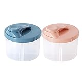 luukiy 2 Stück Milchpulver-Box, Milchpulver Portionierer Baby, Milchpulver-Spender Tragbarer, Snack-Aufbewahrung Behälter Mit 4 Fächern, Transparent Milch Pulver Spender