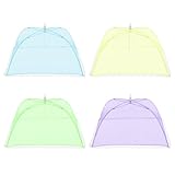 HUSOUE Fliegenschutz Essen, 4 Stück Fliegenhaube Lebensmittel Faltbar Fliegen Abdeckung 12 Zoll Haube Fliegennetz Obstabdeckung Netz Speiseschirm für Essen Obst BBQ Kuchen