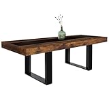 IDMarket - Esstisch, ausziehbar, rechteckig, Phoenix, 6-10 Personen, Holz, Antik-Optik, Schwarz, Mittelstreifen, 160-200 cm