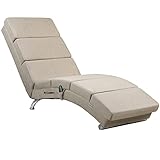 Casaria® Relaxliege XXL Massage Heizfunktion 186x 89x 55 cm Ergonomisch Stoff Gepolstert 180 kg Belastbarkeit Wohnzimmer Chaiselongue Relaxsessel Beige