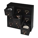 Schubladen Apotheker Schrank Apotheker-Holz-Vintage Schubladenbox mit 9 Schubladen für Schlafzimmer Büro und Küch -Unterbau Schublade für Aufbewahrung von Schmuck Kleinteilen, und mehr（Schwarz）