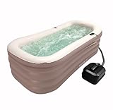 Tubble® Aufblasbare Spa-Badewanne - Aufblasbare Badewanne mit Schaumbad-Funktion – Faltbare Badewanne für Erwachsene – Einstellbarer Wasserfluss – Ambient Taupe - 255 Liter