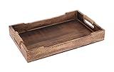 Tablett Serviertablett Holz Mango braun Holztablett Deko Dekotablett Dunkelbraun (Mittel (38 x 25 cm))