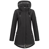 Ankerglut Damen Softshellmantel Kurzmantel Mit Kapuze Gefüttert Übergangsjacke #Ankerglutbrise Softshelljacke, Schwarz, 44 EU
