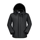 OutPro Herren Skijacke Vielseitige Winterjacke Warme Fleecejacke - Wasserdicht, winddicht, Perfekt für Outdoor-Aktivitäten und Winterwanderungen Schwarz,XXXL