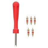 Ventileinsatzentferner mit 5 Ventileinsätzen für Auto Fahrrad Auto LKW Ersatzreifen Reifenventil Reparaturwerkzeug