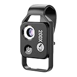 Tibue Nano Zoom 200x für iPhone, 200x Vergrößerung, Zoom, Vergrößerung, High-Definition-Identifikation, Kulturspielzeug mit integrierten LED-Lichtern, tragbares Lupenmikroskop (schwarz MS002CBK mit