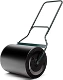 COSTWAY Rasenwalze 60 L, Handwalze mit U-Griff, Gartenwalze Ø 40CM, befüllbar mit Wasser/Sand, Schwerlasttrommel mit abnehmbarem Ablassstopfen, Trommel Rasenroller für Ebenen Rasen, Metall