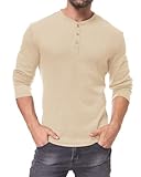 HMIYA Dünn Langarmshirt Herren Henley Shirts Longsleeve T-Shirt Weich Atmungsaktiv Tolle Farbe Mit Knopfleiste