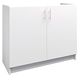 JD Greta Spülen-Unterschrank mit Türen 100cm breit & 46,3cm tief (weiß) - Küchen Spülenschrank für Spülbecken & zur Aufbewahrung - Küchen Spülschrank & Vorratsschrank - Küchenschrank Spüle