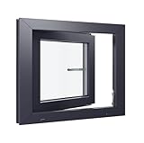 Kunststofffenster Kellerfenster Fenster - 3-fach Verglasung - weiß/anthrazit - 800x600 mm DIN Links