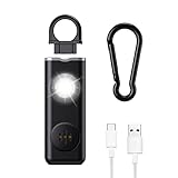 Taschenalarm für Frauen, OQIMAX 130dB Persönlicher Alarm mit LED Taschenlampe, Keychain Sicherheit Alarm USB Aufladbar, Keychain Schlüsselanhänger Schrillalarm für Frauen/Kinder/Senioren