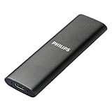PHILIPS Externe Portable SSD 500 GB - Ultra Slim SATA Ultra Speed USB-C, Lesegeschwindigkeit bis zu 540 MB/s, Aluminium