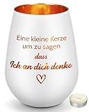 Blumuze Geschenke Für Frauen,Windlicht Aus Glas Teelichthalter Mit Gravur Geburtstagsgeschenk Für Frauen Beste Freundin Mädchen Kollegen,Weihnachten Geschenke (Ich An Dich Denke)