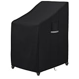 Dokon Gartenstühle Abdeckung Wasserdicht Schwerlast 600D Oxford Gewebe Stapelstühle Abdeckhaube Winterfest Winddicht UV Beständiges Schutzhülle für Gartenstuhl Stapelstuhl Hülle (65x75x80/120cm)