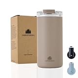 Groenenberg Thermobecher 470ml | Kaffeebecher to go 100% Auslaufsicher | Hält mind. 4 h warm | Coffee to go Becher aus recyceltem Edelstahl (earth)