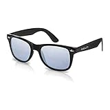 REVOLUTTI Polarisierte Sonnenbrille im Wayfarer-Stil für Männer und Frauen | UV400-Schutzgläser mit Pflege-Set, Schwarz (shiny black)