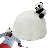 Animal Snow Ski Helmet Cover, Panda Knitted Hat, Snowboarding Helmet Decoration, Ski Helmet Cover, Helmet Knitted Hat, Panda Ski Helmet Accessory, Winter Sports Helmet Cover, Knitted Panda Helmet