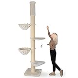 Happypet® Kratzbaum XXL deckenhoch | 250-275 cm | Premium Qualität für große Katzen | mit Deckenspanner | 17 cm Dicke Sisalstämme | 45 cm Liegemulde | geprüfte E1 Holzplatten | Main Coon