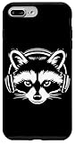 Hülle für iPhone 7 Plus/8 Plus Schwarz-Weiß Zocker Waschbär mit Kopfhörern
