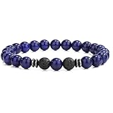 QIANGYTHENKO Lavastein-Armband mit Lavendel-Rosa, Zebra-Jaspis, Yoga, Mediation, entspannender Diffusor, Stein