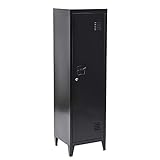 Furniture-R France Schließfachschrank/Spind, aus Metall, Tür mit Schlüssel, 3 Innenfächer, Maße 138 x 38,5 x 38,5 cm Schwarz