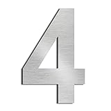 nanlyiau 6in/15.3cm edelstahl hausnummer hausnummern aus edelstahl Hausnummern edelstahl zahlen Edelstahl aus massivem SUS304,selbstklebende hausnummern(6in number 4)