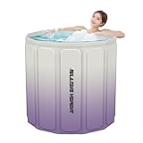 Mobile Faltbare Badewanne Erwachsene mit Thermoabdeckung, Duschabtrennung Badewanne, Freistehende Badewanne für Badezimmer, Dusche und Balkon(Purpless)
