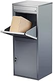 AGT Paketbox: Stand-Paketbriefkasten mit Rückholsperre, Stahlblech, 2 Schlüssel (Standbriefkasten, Paketklappe, Briefkasten mit Paket)