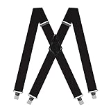 NW Elastische 5cm breite Hosenträger, 4 Starken Clips X-Form, Herren & Damen