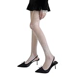 Rxgiasup Gemusterte Strümpfe, Leggings, hohe Taille, Strumpfhosen für Damen, Fischnetze, Oberschenkelhohe Strumpfhose, Spitzenstrumpfhose, Strümpfe, Leggings, Weiße Milch, One size