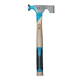 OX Tools Pro 340 g Trockenbau-Beilhammer, Combo mit TPR-Griff und Nagelabzieher, gerader Hickory-Griff, gefräste Schlagfläche, Trockenbauhammer, Werkzeug Beilhammer, OX-P088712
