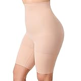 DELIMIRA Damen Miederhose mit Bein Miederpants Hohe Taille Bauch Weg Formender, Beige, 54-56