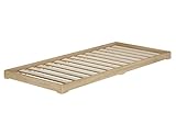 Erst-Holz®Futonbett platzsparend extra niedriges Einzelbett 100x200 Esche geölt V-60.47E-10Rollrost inkl.