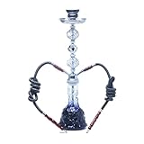 TDJDYQU 21' 2-Schlauch Shisha Hookah Set Tragbare Kristallglas-Wasserpfeife für Zuhause/Partygebrauch, Leicht Zu Reinigen & Langlebig (Blau,Schwarz)(Gris)