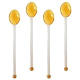 iplusmile 4 Stück Teiliges Hitzebeständiges Glasrührlöffel Langem Stiel Klarer Kaffeelöffel und Dessertlöffel Bruchsicher Vielseitig für Kaffee Eis und Zucker Rühren Geeignet für Haushalt